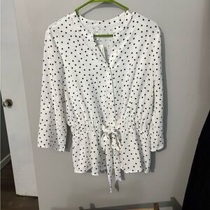 Polka Dot Button-Up Blouse